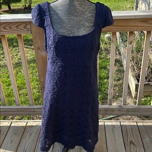Lilly Pulitzer Navy Crochet Scoop Neck Short Sleeve Top